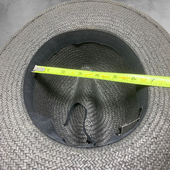 Banana Republic Gray Raffia Straw Wide Brim Fedora Hat Adjustable Coastal OSFM main image 4